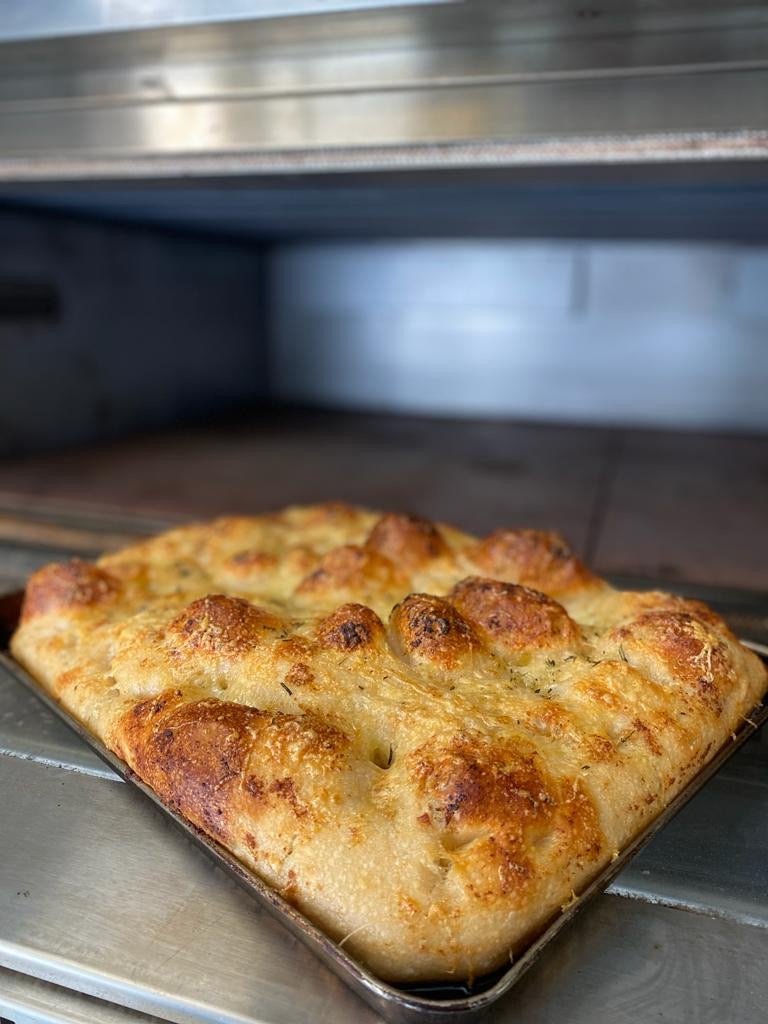 Focaccia. Found at Four Bakery, Jersey – Channel Islands.