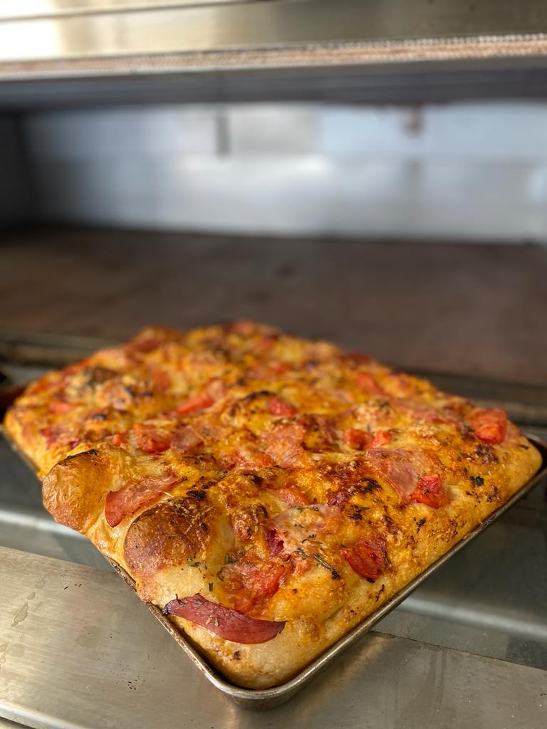 Focaccia. Found at Four Bakery, Jersey – Channel Islands.