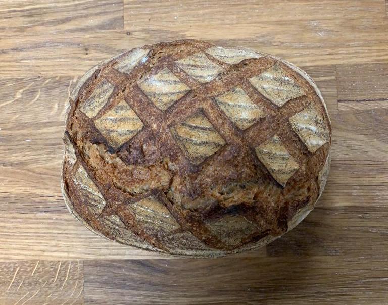 Wholemeal sourdough loaf. Four Bakery, Jersey –  Channel Islands.