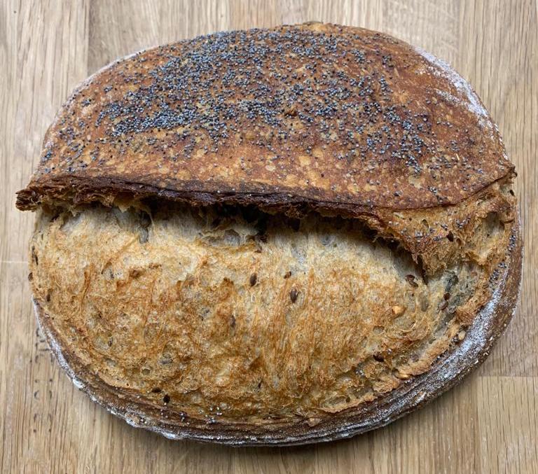 Seeded sourdough loaf. Four Bakery, Jersey –  Channel Islands.